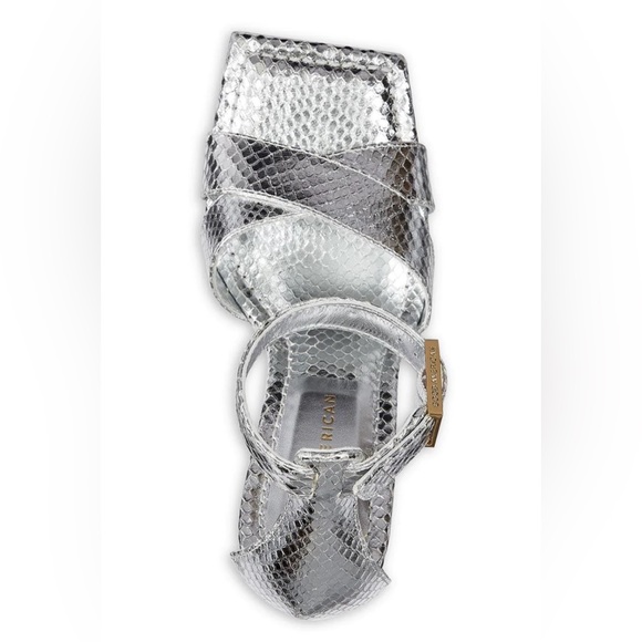 GOOD AMERICAN WOMEN’S SILVER SNAKE PLATFORM SANDALS - Picture 4 of 4